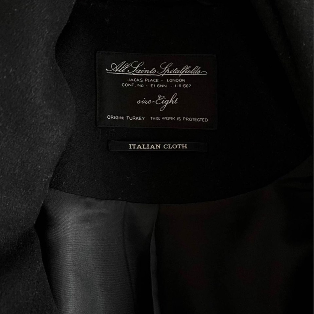 BLACK COAT. ALLSAINTS. Asymmetric shape. Coat & Jacket - Picture 7 of 8